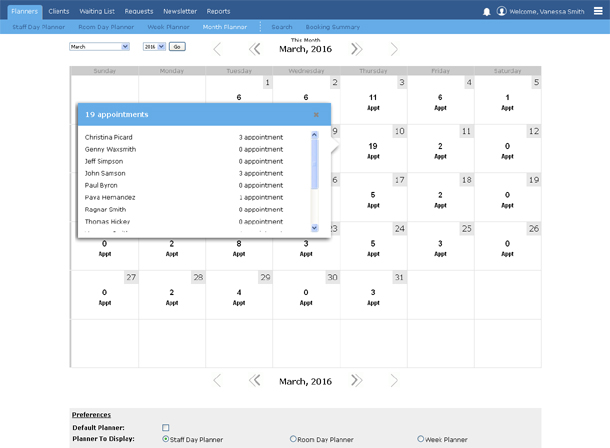 monthly appointment planner