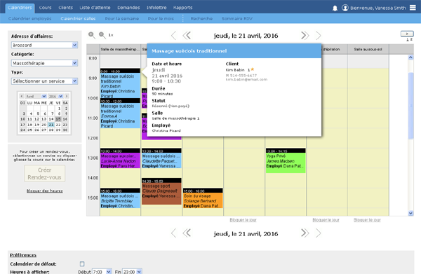 calendrier salles