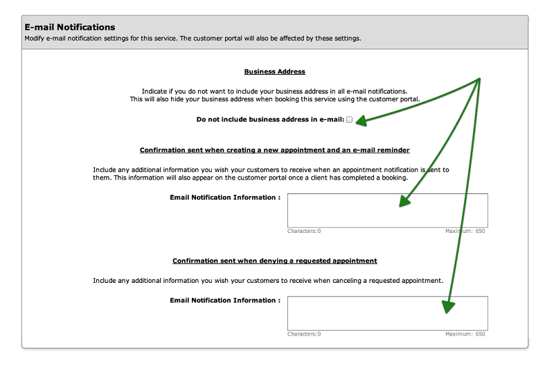 customizable emails for online appointment scheduling