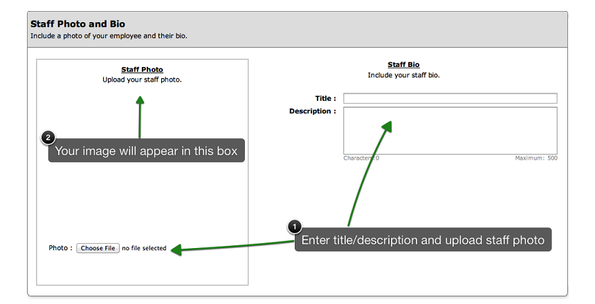 display staff photo and bio for online client scheduling