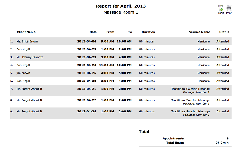 view room reports for online room scheduling