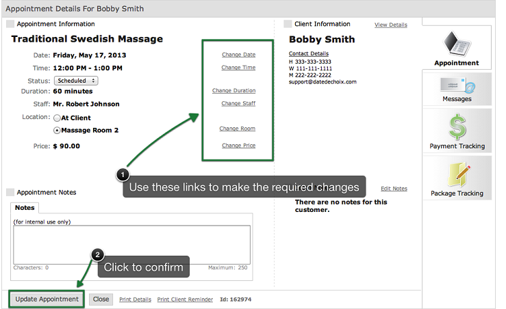 finalize the rescheduling of the appointment within you online scheduling software